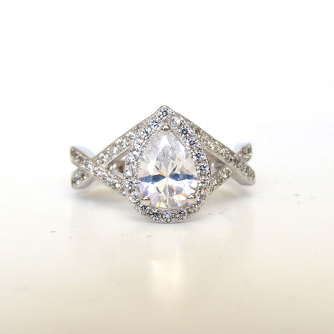 Sterling Silver Crisscross Teardrop Ring - Sterling Candle