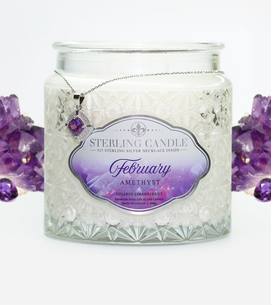 February Birthstone Necklace Candle