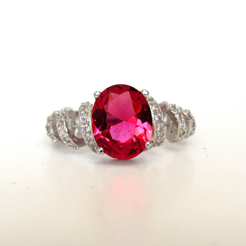 Sterling Silver Ruby Red Beverley Ring - Sterling Candle