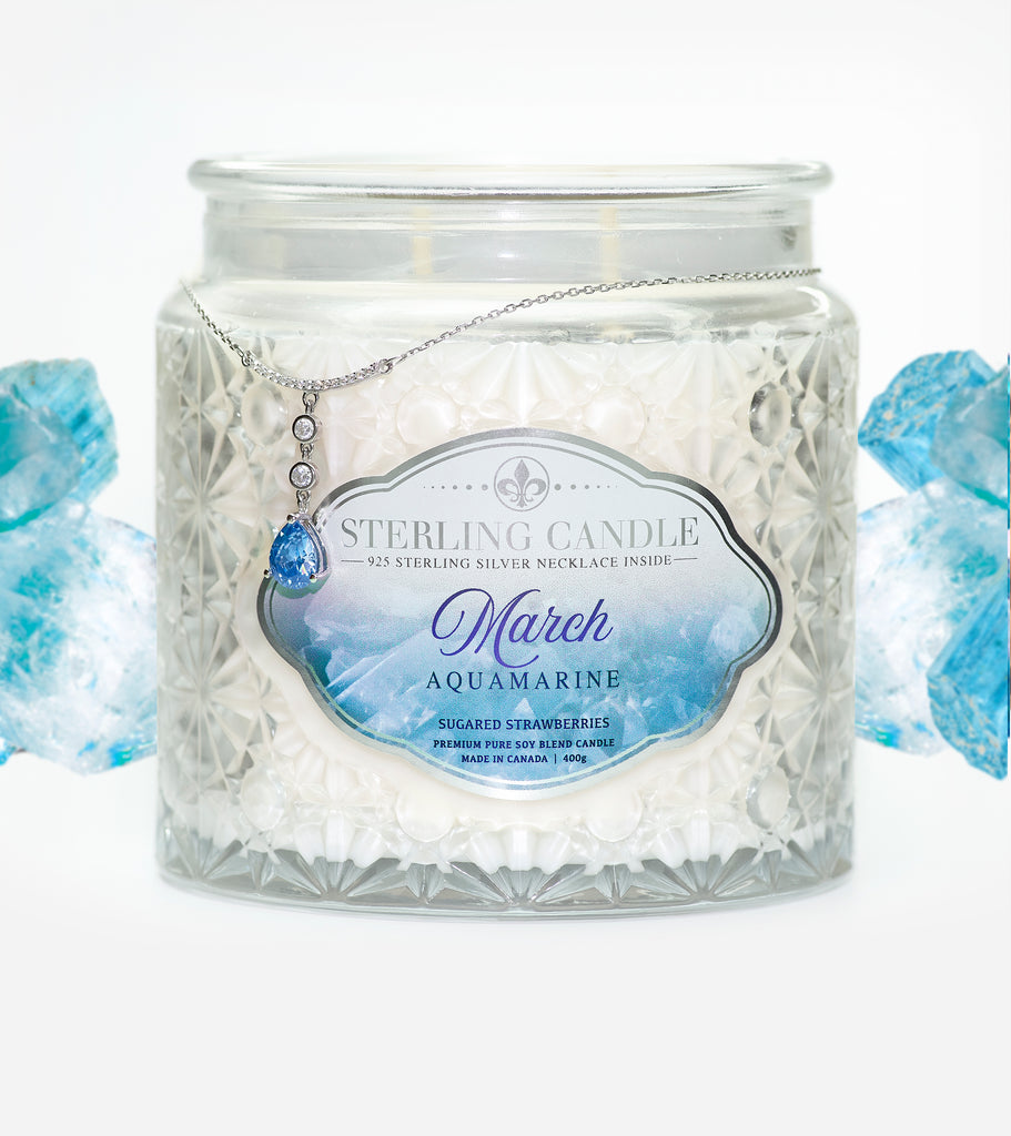 March Birthstone Necklace Candle