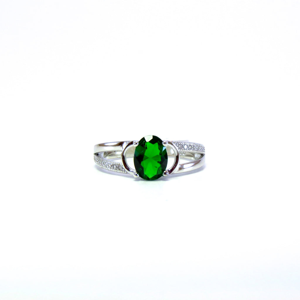 Sterling Silver Emerald Green Fausta Ring - Sterling Candle