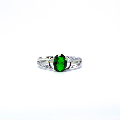Sterling Silver Emerald Green Fausta Ring - Sterling Candle