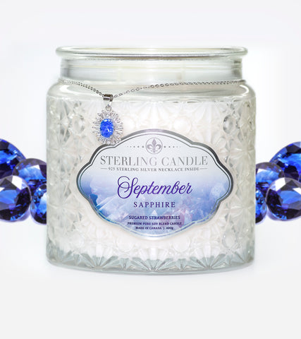 September Birthstone Necklace Candle